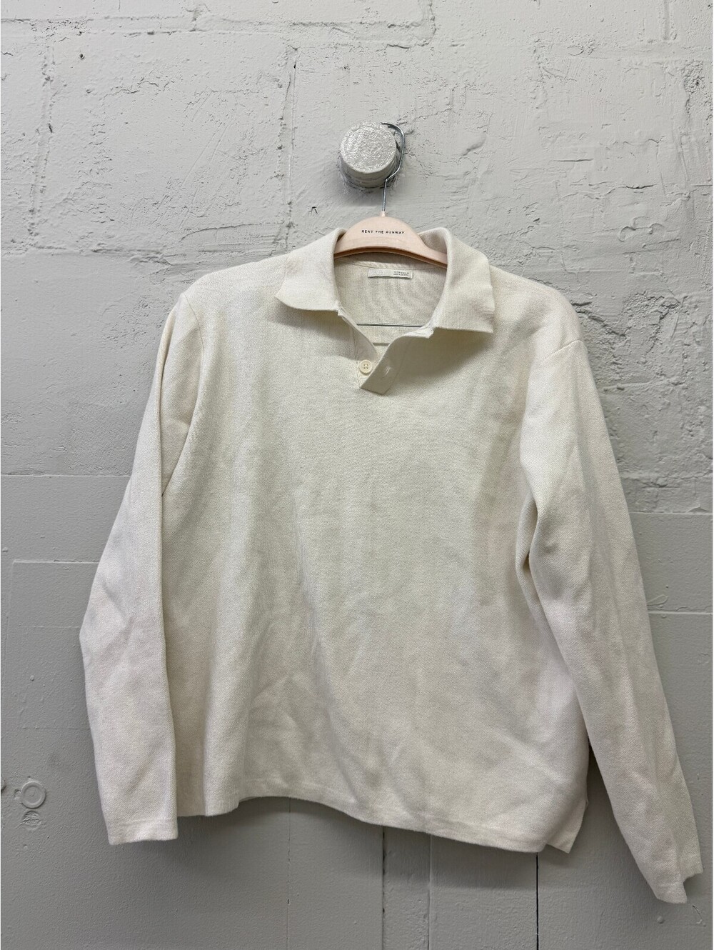 Zara Cream Long Sleeve collared Polo Sweater